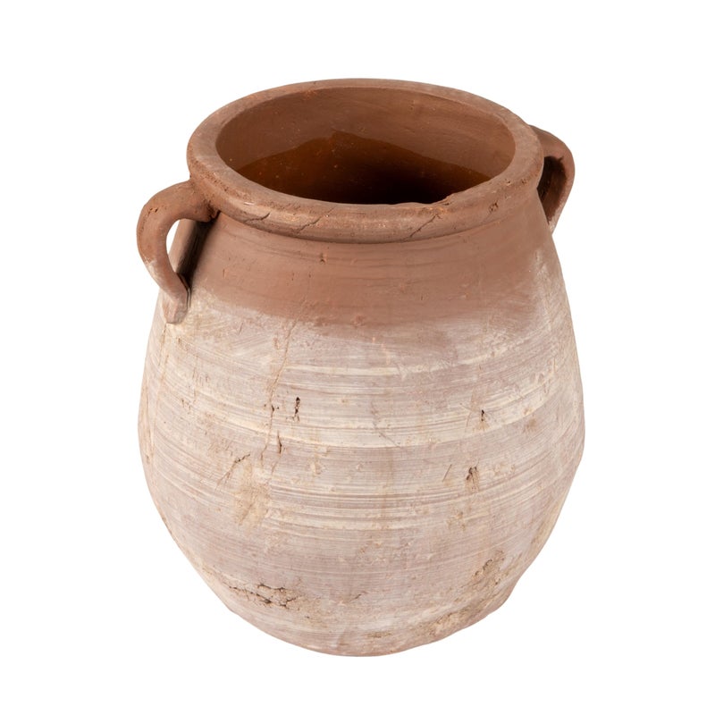 Creative Co-Op Large Orange & Whitewashed Terracotta Urn - Image 1